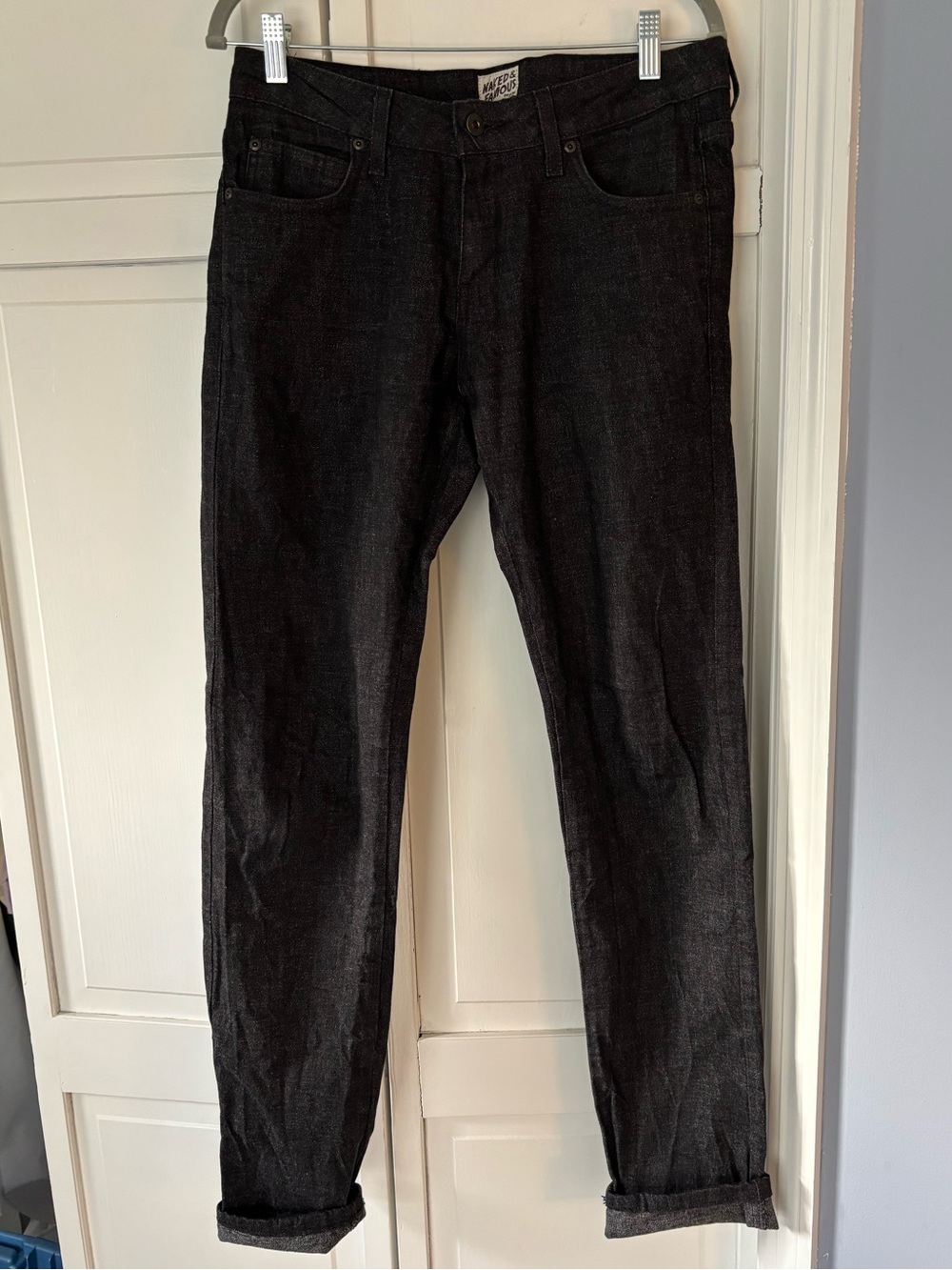 Naked & Famous Super Skinny Guy Black Grandrelle Denim Jeans Size 31